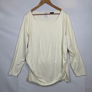 Talbots Long Sleeve Knit 2-Layer Top Blouse 2X Ruched Office Modest Minimalist